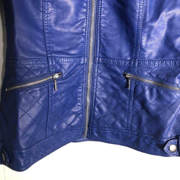 Womens Blue Faux Leather Jacket. Size XS. Brand NEW. NWT - Picture 2 of 8
